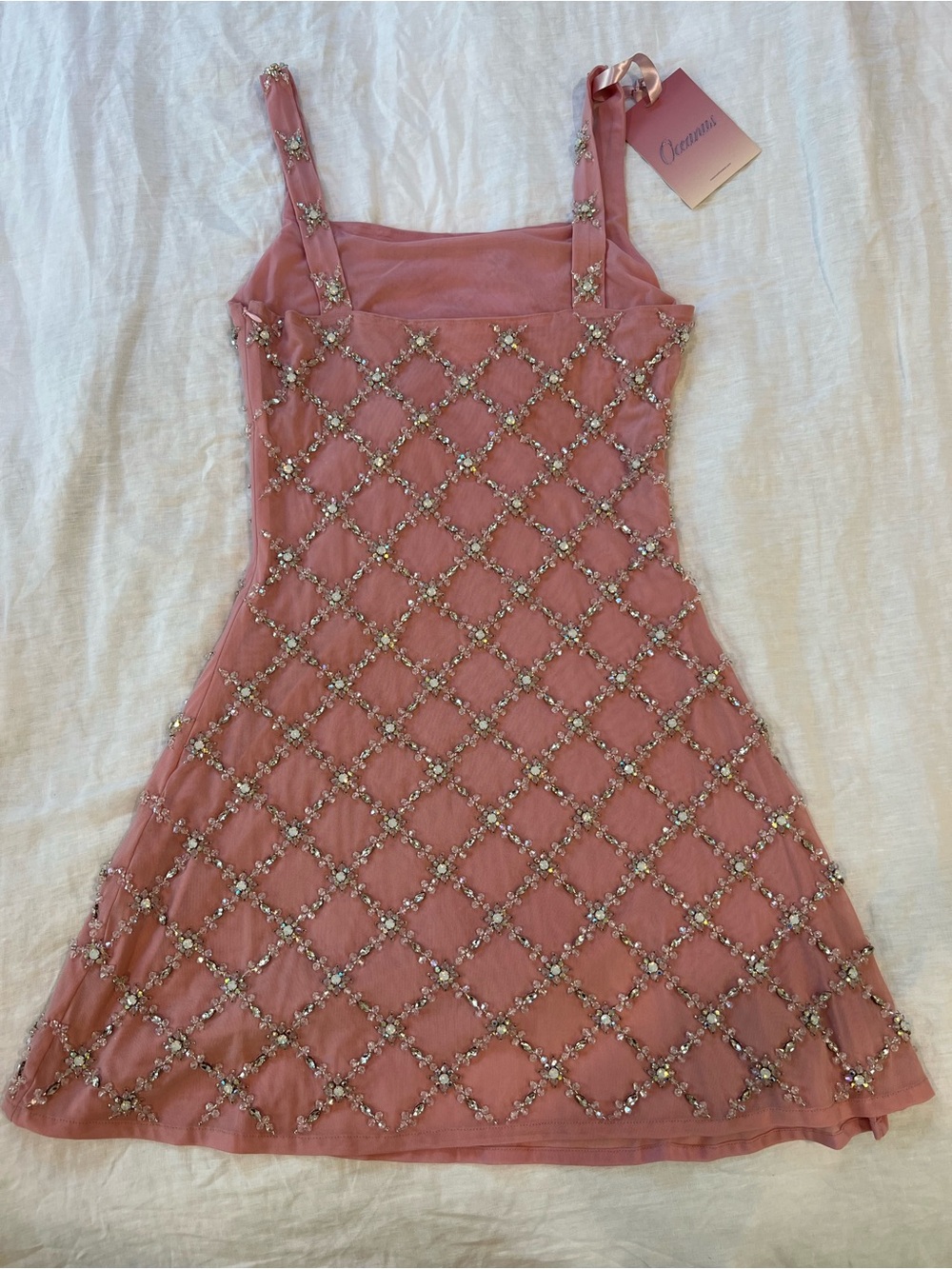 Oceanus Pink Embellished Mini Dress - Picture 7 of 7